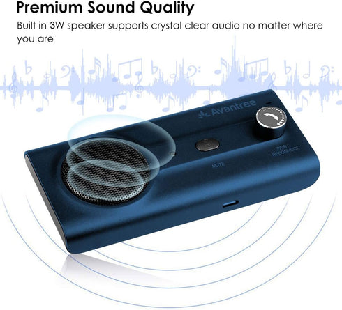 Avantree CK11 Bluetooth 5.0 Hands Free Cell Phone Car Kit, 3W Loud Speakerphone, Support Siri Assistant, Wireless in