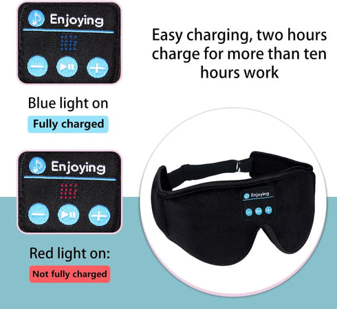 Bluetooth Sleep Mask Wireless Headphones, 3D Eye Mask for Side Sleepers, Blackout Eye Mask with Speakers