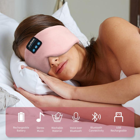 Joythink Bluetooth Sleep Headphones, Silk Sleep Mask with Earphones, Blackout Soft Eye Cover for Sleeping On Side
