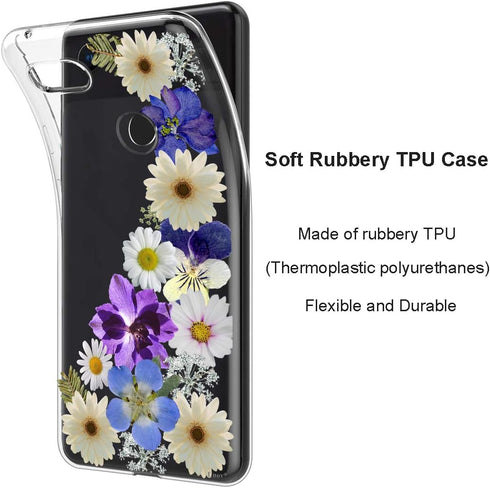 Unov Pixel 3 Case, Clear Soft TPU Shock Absorption, Slim Embossed Floral Pattern for Pixel 3, 5.5 inch