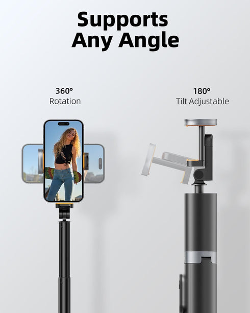 TODI 63" All-in-1, Cell Phone Selfie Stick Tripod, Portable Tripod for iPhone with Wireless Remote, Extendable