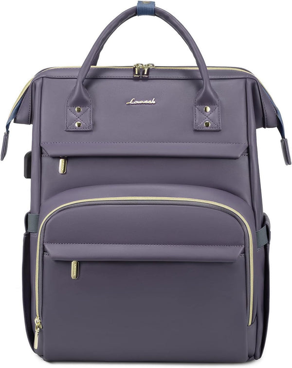 LOVEVOOK Leather Laptop Backpack for Women 15.6 inch,Travel Backpack Purse Nurse Teacher