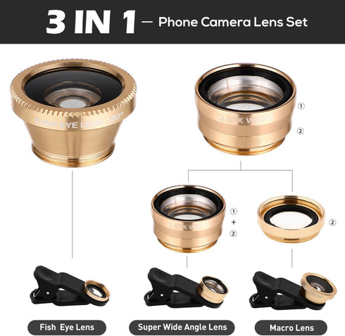 ULTECHNOVO Phone Camera Lens Macro Lens for Fisheye Camera Magnetic Earbuds Phone Accessories Kit Smartphones Clip