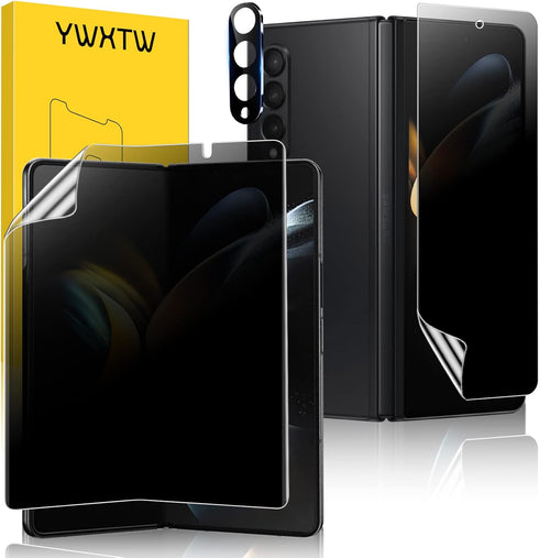 YWXTW 3 in 1 Privacy Screen Protector & Camera Lens Protector for Samsung Galaxy Z Fold 4, Case Friendly Black.