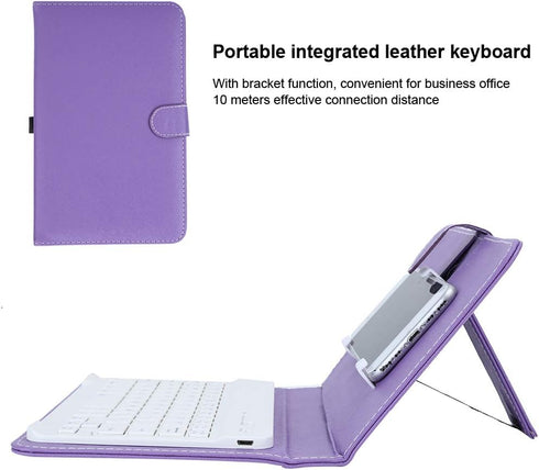V BESTLIFE 7 Inch Universal Wireless Keyboard for Bluetooth 3.0 with PU Leather Case for Phones, Purple