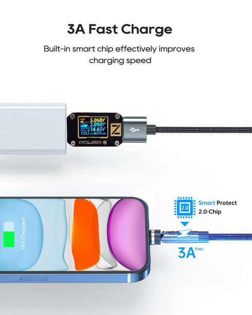 Kuulaa 7PIN Magnetic Charging Cable, 540° Rotating Magnetic Phone Charger 2Pack, 6FT Fast Charging Cable