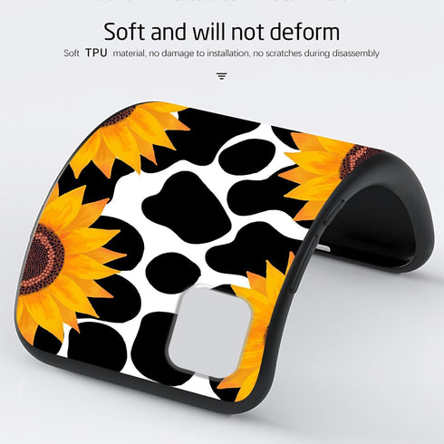 Soft TPU Ultra-Thin Case for Nokia C110, Cow Print Sunflowers, Flexible Anti-Scratch Shockproof
