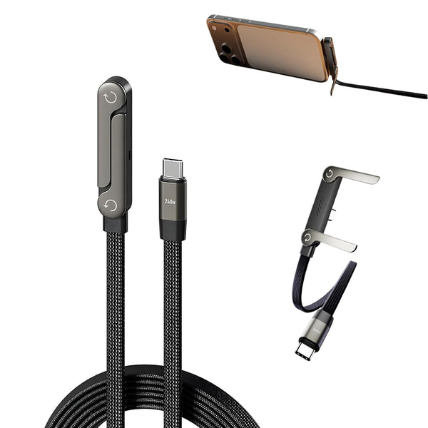 2-in-1 Invisible Stand Charging Cable, Multi Charger Cord with Type C Multi-Angle