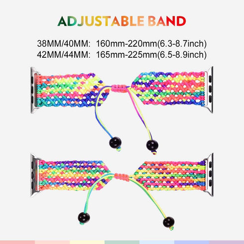Bandmax Rainbow LGBT Apple Watch Band, 42MM 44MM Braided Nylon Rope, Replacement Wristband Straps