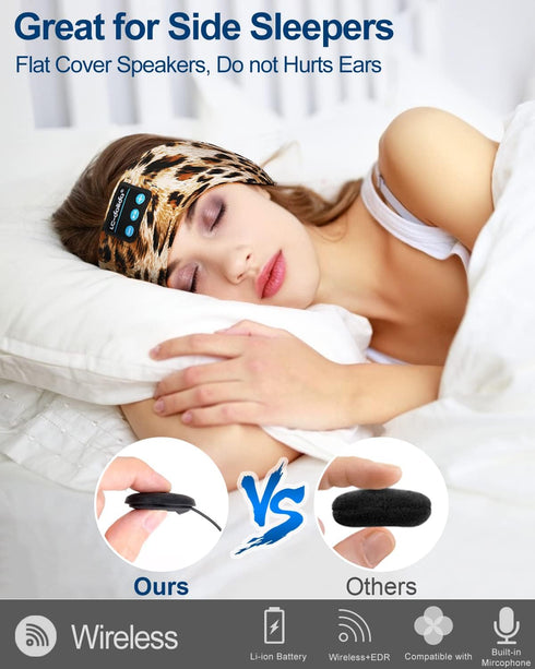 LC-dolida Bluetooth Sleep Headphones, Thin HD Stereo Speakers for Side Sleepers, Perfect for Sports, Yoga, Travel