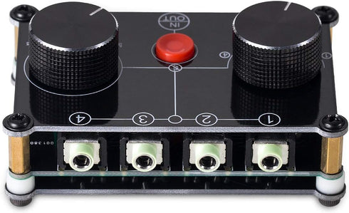 Little Bear MC104 Mini Audio Switcher, 4-Way 3.5mm AUX Stereo Selector, Switch Box Splitter for