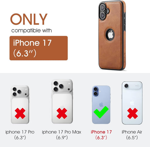 C Casus 17, 6.3 (2025) Casus Magnetic Leather Case for iPhone MagSafe Compatible, Business Classic Style, Shockproof