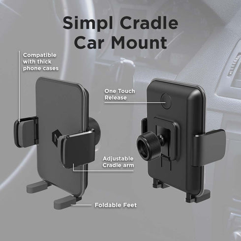 Phone Holder for Car Dash & Windshield, Flexible Gooseneck Phone Mount with Cradle Feet & Adjustable Holder Grips,