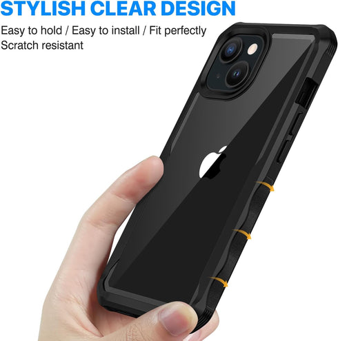 CENHUFO iPhone 15 Case, Built-in Anti Peep Tempered Glass Privacy Screen Protector, Shockproof Clear Cover - Black