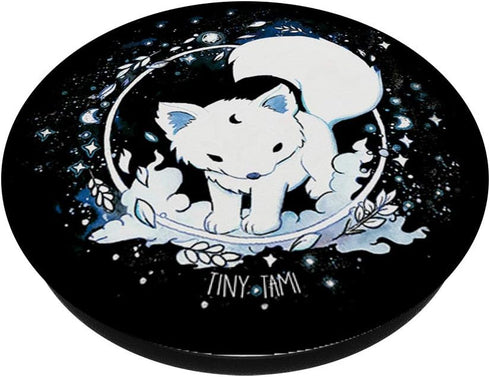 PopSockets PopGrip: Swappable Grip for Phones & Tablets, White Wolf with Moon and Stars - Gothic Fox with Galaxy