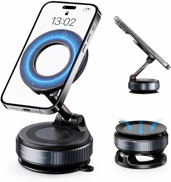 Generic Upgraded Vacuum Magnetic Car Phone Holder, 360 Rotating Ultra-Strong Suction Cup Mount