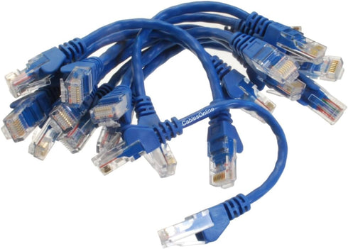 CablesOnline 10-Pack CAT5e UTP Ethernet RJ45 Full 8-Wire Blue Patch Cable, 6 Inch, U-000BL-10