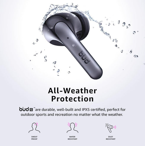 iBUD Buds - Wireless Noise Cancelling Earbuds, 36Hr Playtime, Bluetooth 5.3, IPX5 Waterproof, Secure Comfort Fit, 4