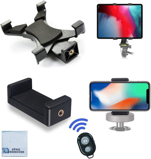 eCostConnection Acuvar Universal Tablet Tripod Mount + Universal Smartphone Mount + Wireless Remote for