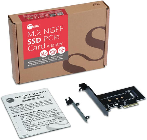 SIIG M.2 NGFF SSD to PCIe 3.0 x4 Card Adapter for 2230, 2242, 2260, 2280 M.2 SSDs (SC-M20014-S1)