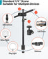 Overhead Camera Mount Desk Stand with 360° Adjustable Holding Arm, Flexible Phone Stand with 360° Ballhead and Phone Mount Holder, Boom Stand for Microphone, Video Light, Webcam, Cell Phone by JEBUTU