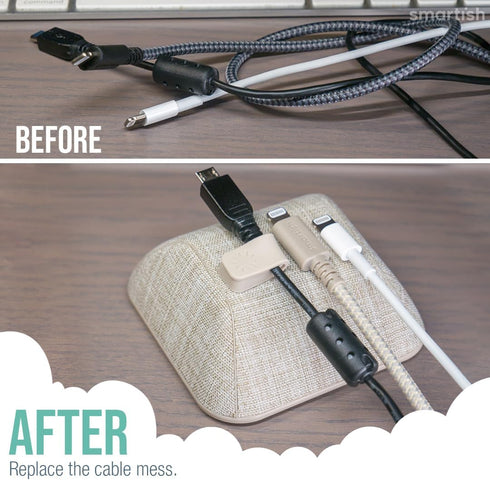 Smartish Magnetic Cord Holder, Cable Wrangler Organizer with Magnet Clips for Charger Management, Lightly Toasted Beige
