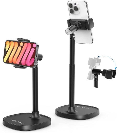 ULANZI Cell Phone Stand Mount for Desk, Vijim HP004 Adjustable Height & Angle Phone Holder, 360 Degree Rotating Desktop