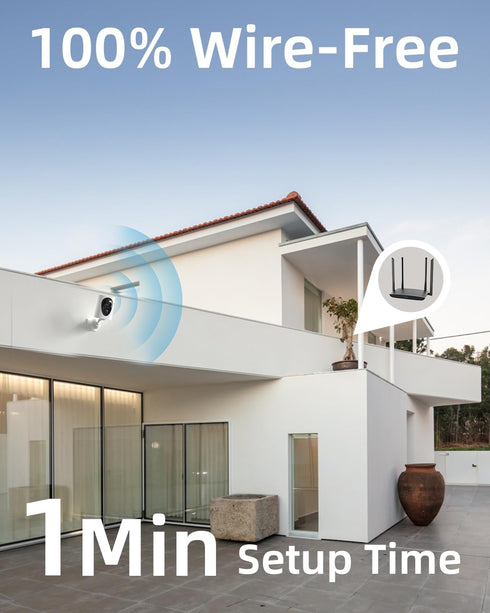 VIRTAVO 2K 2-Way VistaFlask Security Cameras Wireless Outdoor, Battery Powered, AI Motion Detection, for Home Security