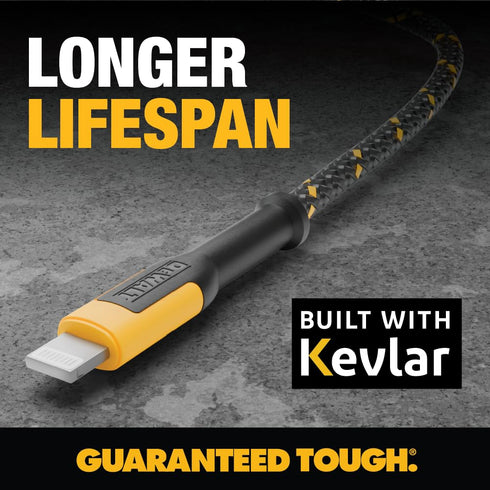 DEWALT 6 ft Lightning to USB Cable Reinforced Braided Charger Cord Compatible with iPhone