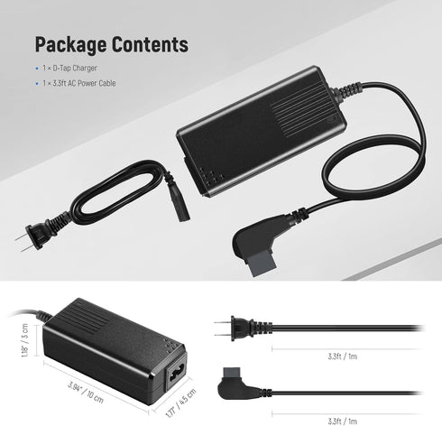 NEEWER D-Tap Battery Charger with 3.3feet/1m D-Tap Cable for V-Mount/V-Lock/Gold Mount Battery, Compatible with NEEWER