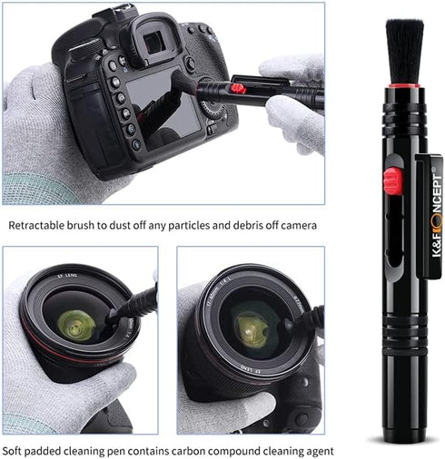 K&F Concept 15-in-1 Camera Lens Cleaning Kit with 10 Glasses Wipes, Cleaning Liquid, 2 Microfiber Cloths, Lens Cleaning