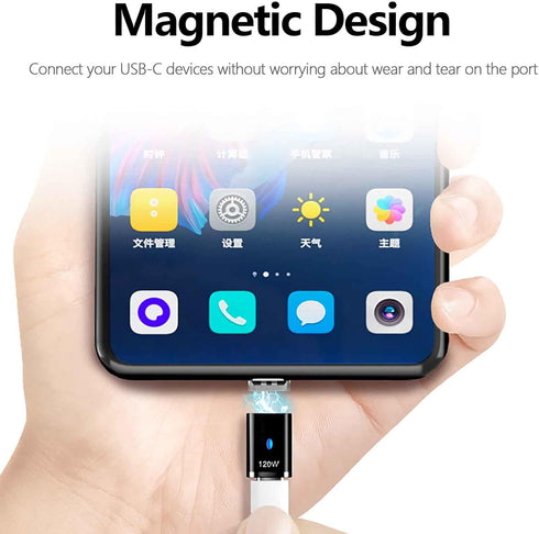 USB C Magnetic Adapter (Straight 2 Packs), USB2.0 Type C Connector with PD 120W Charge