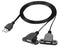 Guo USB Charging Extension Cable Male to Dual Female, USB 2.0 Charging Port 1 to 2 Panel Mount for Mobile Phones
