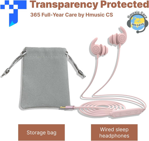 Headphones,3.5mm Earbuds,30dB Plugs,2g Hmusic Sleep Wired Sleeping Noise Isolate Sleep Lightweight, Ultra-Soft