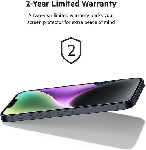 Belkin iPhone 14 Pro Tempered Glass Screen Protector (2-pack) - 9H Hardness, Easy Alignment Guide, Case Compatible.