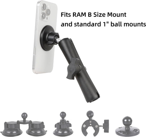 Leenconghui 5.91" 17 16 15 14 13 Magnetic Cell Phone Holder Base with Double Socket arm for MagSafe iPhone