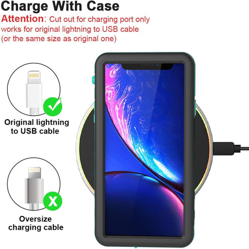 Compatible Waterproof Shockproof Case for iPhone XR, Underwater Full Sealed IP68 Certified Dustproof Snowproof Cover