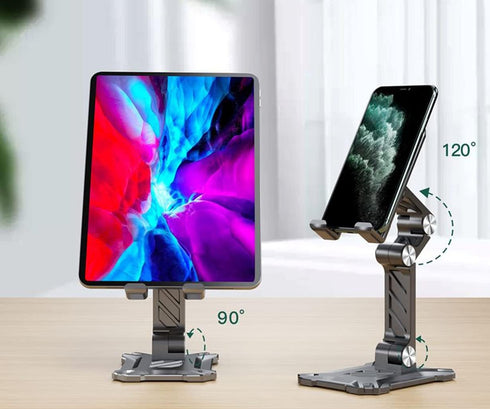 Pezixueran 4.7-13in Phone Stand for Desk. Foldable Desktop Mobile Phone Stand with Angle Height Adjustable, Portable