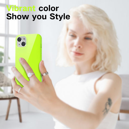 Silicone Case for iPhone 14 Plus, Glossy Soft Rubber Gel Plastic Jelly Neon Bright Color Protective Cover for Women
