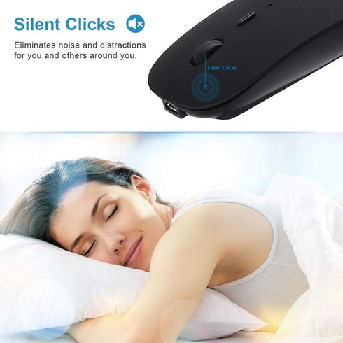 Bluetooth Mouse for Laptop/iPad/iPhone/Android PC,Rechargable Quiet Slim Wireless Mice Compatible with OS/Windows/Linux/Tablet,Black