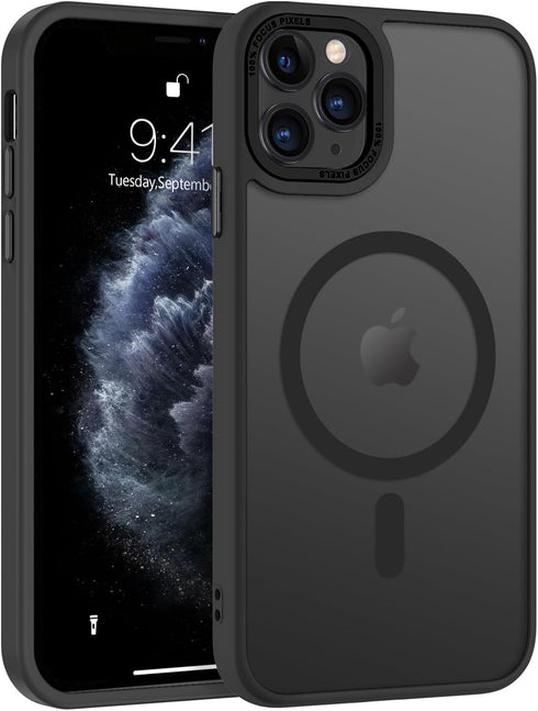 BENTOBEN iPhone 11 Pro Case - Slim Shockproof Bumper, Translucent Matte, MagSafe Compatible, Black, 5.8" 2019.