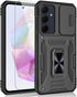 Samsung Galaxy A35 5G Case, Shockproof with Sliding Camera Cover & Ring Holder Kickstand, Black