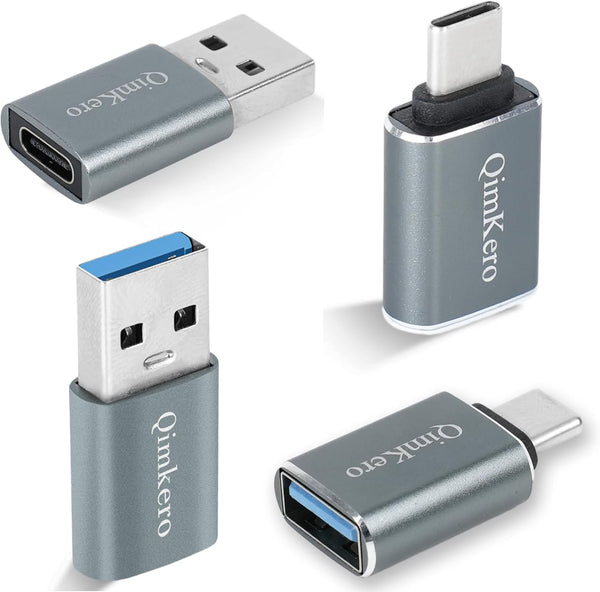 4-Pack Type C Female to A Male Charger Converter & USB C Male to USB Female OTG Adapter for iPhone 12 to 15