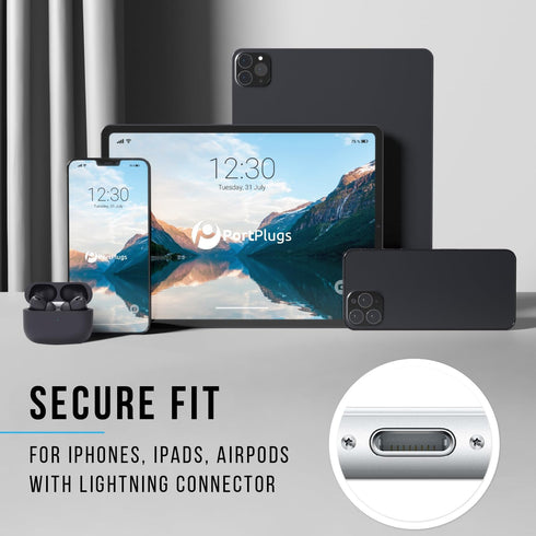 Dust Plugs (2-Pack) - Compatible with Lightning Port, iPhone 14-7, Plus, Max, Pro, iPad, Aluminum Build