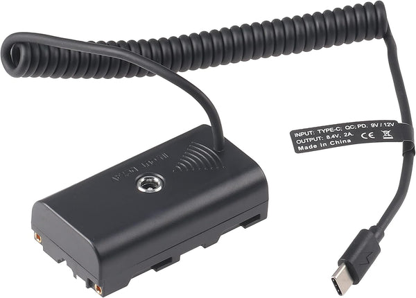 Fotga Power Adapter Cable USB Type-C to NP-F550 NP-F970 Dummy Battery for Camera Field Monitor LED Light