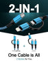 USB C Multi Charging Cable 2 in 1, 6FT Braided USB-C to Lightning/Type C for iPhone 15 Pro Max, iPad, Galaxy, Pixel,