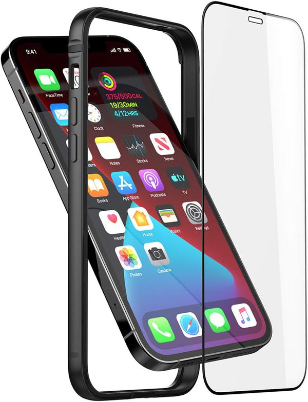 Eastcoo Slim Metal Bumper Case for iPhone 12 12 Pro, Metal Bumper Cover with Soft TPU Inner, Black