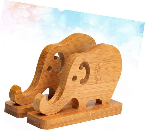 WOONEKY Bamboo Elephant Phone Holder - Sturdy Desk Stand