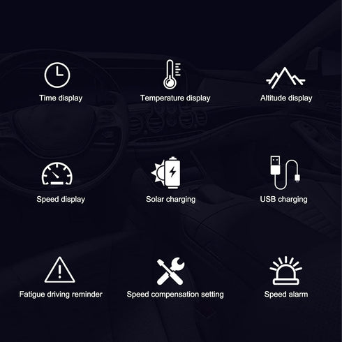 Solar-Powered Multifunctional Vehicle Speedometer HUD Display