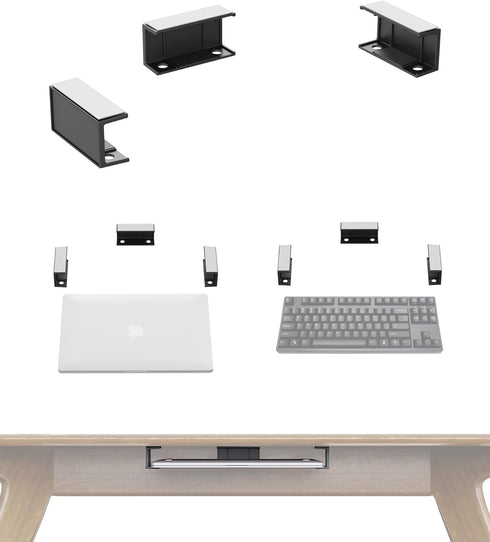 Under Desk Laptop Holder Rack Mount for Keyboard & Small Devices, Cable Box Wall Mount Tray Organizer